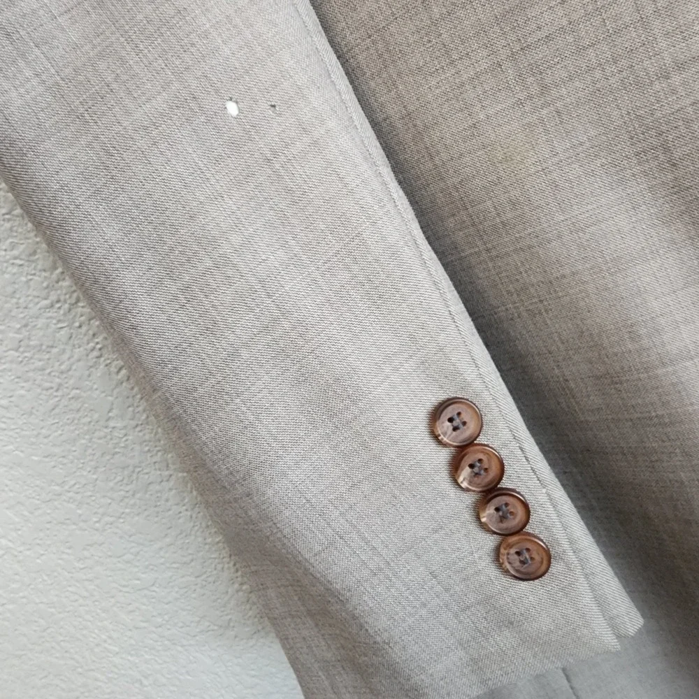 Ralph Lauren‎ Men's 44L Tan Beige Plaid Blazer Suit Jacket Sport Coat *Flaw